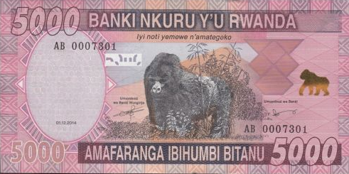 P41 Rwanda 5000 Francs Year 2014